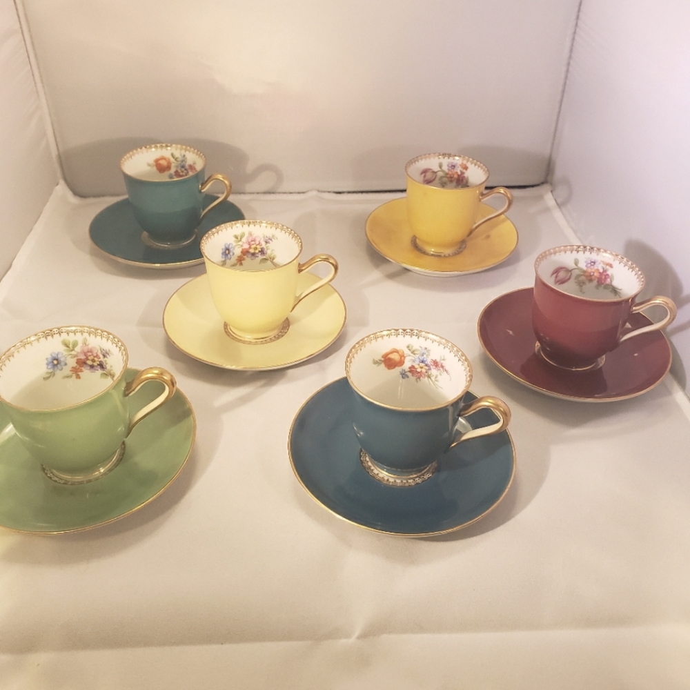Vintage Tirschenreuth Bavarian demitasse floral tea set